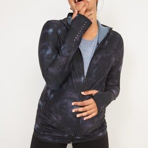 Old Navy Active Maternity Black Tie-Dye Zip-Up